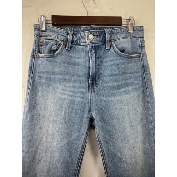 Lucky Brand Bell Bottom Jeans Flared Raw Hem Distressed Light Wash Womens Size 4 - Picture 3 of 8